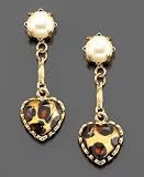 Betsey Johnson Leopard Heart Drop Earrings