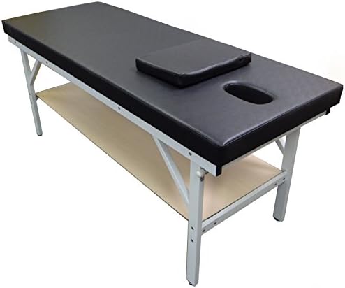 500lb Capacity Physical Therapy Treatment Table with Face cut out &amp; Storage Shelf &amp; Matching Pillow, Black