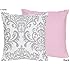 Pink, Gray and White Elizabeth Decorative Accent Throw Pillow by Sweet Jojo Designs