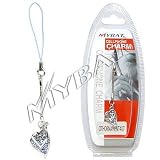 Love Heart Blue CZ Stone Crystal Cellphone Cell Phone Charm Carry On Holder Strap