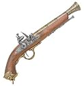 1800s Naval / Pirate Flintlock Blunderbuss Pistol - Antiqued Brass and Silver Finish