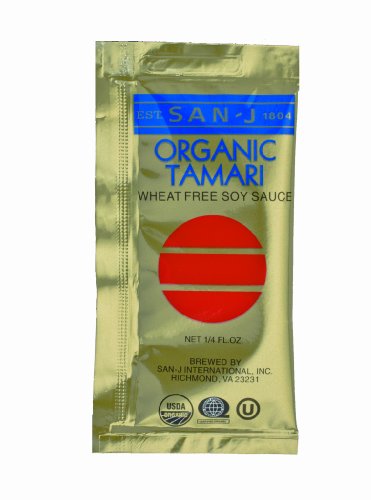San J Organic Wheat Free Tamari Soy Sauce Gold Label Travel Packs, 200-Count Packages