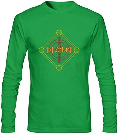 sqin Customized Def Leppard On Through the Night Long Sleeve T-Shirts for Men 100% Organic Cotton Forest Green M
