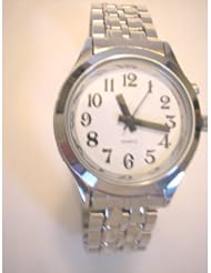 Ladies Deluxe Talking Wrist Watch Silver Tone for the Blind and Low Vision