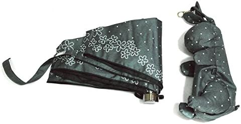 UM-RABBIT-01-GRY Travel Umbrella Compact Folding Lightweight 5 Fold Umbrella with Rabbit Bag Grey