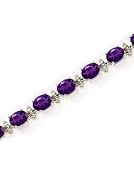 14kt Yellow Gold Oval Amethyst and Diamond Bracelet