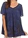 Sakkas Kyla Relaxed Fit Floral Sequin Embroidered V-Neck Cap Sleeve Blouse/Top