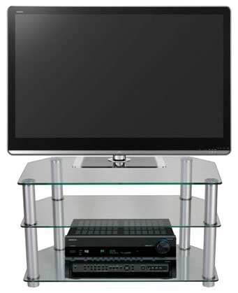 Buy Stil Stand Clear Glass Corner TV Stand for up to 32 inch Promo Offer