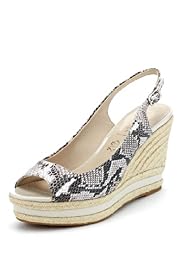 Autograph Leather Snakeskin Design Espadrille Wedge Shoes with Insolia®