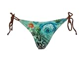 Guess Teal Tiger Rose Tie Side Swimsuit-bottoms XS