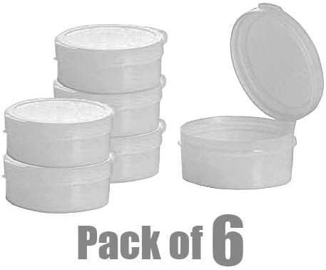 Smash Snuff Stash Box Hinge Top Plastic Pill Pod - White Medium: 6 Pack