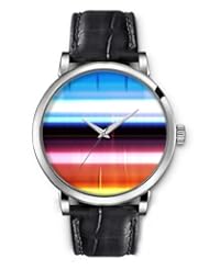 SPRAWL Aanalog Fashion Series Silver Ladies Watches of Genuine Black Leather Strap,Unique Wrist Watch for Women Girls Designed with Color bars