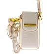 Licensed White Bunny Imprint Playboy Elegant Vertical Cellphone Pouch with Magnetic Flap to Secure Phone and Shoulder Length Strap