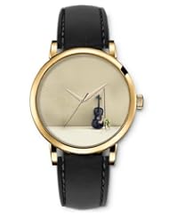 SPRAWL Aanalog Fashion Series Gold Ladies Watches of Genuine Black Leather Strap,Unique Wrist Watch for Women Girls Designed with Violin black