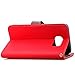 FLYEE Samsung Galaxy S7 Case Wallet Leaf Magnetic Snap Ultra Slim Lightweight PU Flip Cover with Wrist Strap for 5.1 Inch S7 Red