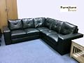 Sophisticated Black Real Leather Sofa (corner)