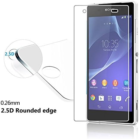 Luckyriver Cell Phone Screen Protector for Sony Xperia Z2 / Z3 / Z4 the World Thinnest (0.26mm) Tempered Glass Explosion-proof 9h Hardness Surface with 99% Hd Transparency (Xperia Z2)