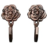 One Pair Rose Pattern Metal Curtain Hooks Wall Decorative Hookbacks Tiebacks Red Copper 13014885 (Style 1)