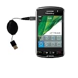 Retractable USB Cable for the Blackberry Storm with Power Hot Sync and Charge capabilities - Gomadic Brand w/ TipExchange Technology