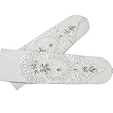 アイボリー 花嫁の指なし 長グローブ クリスタルスパンコール レースのサテン ウェディング衣装