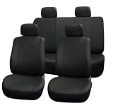 Univerisal Car Seat Cover Full Set Leather Pu-001 Solid Black
