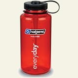 Nalgene 32 oz Wide Mouth Reusable Bottle, Tritan, Red