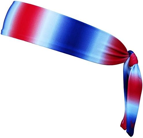 USA Ombre Red White &amp; Blue Elastic Tie Skinny 1" Headband