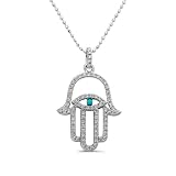 Victoria Kay 14k White Gold Diamond and Turquoise Hamsa Pendant (1/3cttw, JK, I2-I3)