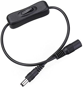 LMID 5PCS DC LED Connector Cable 2.1x5.5MM Male Female DC Jack Socket Power Adapter Connector Wire With Switch for LED Strip Light/CCTV Camera (5PCS Black Color)