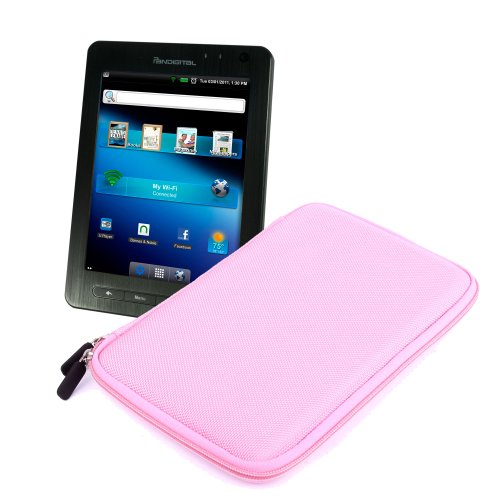 Protective Shock Proof Pink Neoprene Zip Sleeve Compatible with Pandigital Planet 7