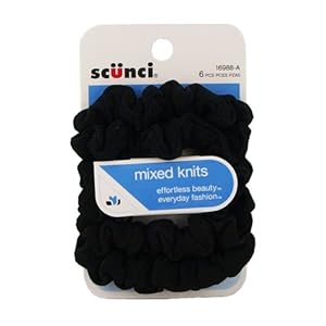 Scunci Effortless Beauty Mini Slinky Black Twisters, 6-Count