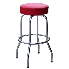Click here to buy Classic Red Chrome 30 Inch Swivel Bar Stool - Made in USA .