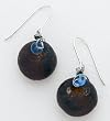 Recycled Glass Earrings - Root Beer Wire Wrap