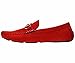 Amali Mens Red Microfiber Driving Loafer Shoes with Silver Horsebit Ornament: Style Norwalk-005