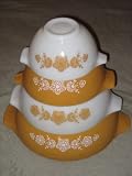 SET OF 4 - Vintage Pyrex " Butterfly Gold " Cinderella Mixing Nesting Batter Bowls - 1 Pint, 1 1/2 Quart, 2 1/2 Quart & 4 Quart