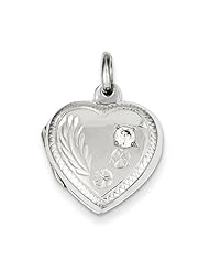 Sterling Silver Heart Locket w/CZ