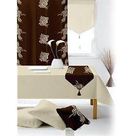 CHEMIN DE TABLE 40x140 cm SKIN CHOCOLAT ET NATUREL Floqu�, Infroissable et anti-t�ches