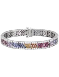 Effy Jewlery White Gold Multi Sapphire & Diamond Bracelet, 9.85 TCW