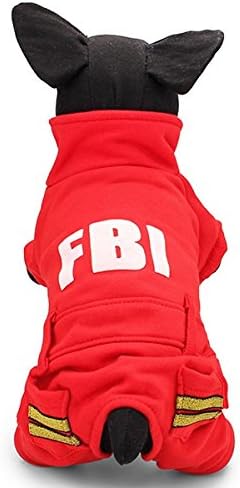 Cute FBI Cop Pet Coat Dog Winter Cotton Hoody Fleece