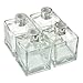 Ougual Set of 4 Square Glass Essential Oils Diffuser Bottles (200ML, Silver Caps)