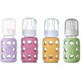 Lifefactory Glass Baby Bottles 4 Pack (4 oz. in Girl Colors)