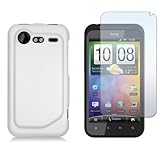 HTC DROID INCREDIBLE 2 / INCREDIBLE S - WHITE RUBBERIZED SNAP-ON HARD SKIN  ....