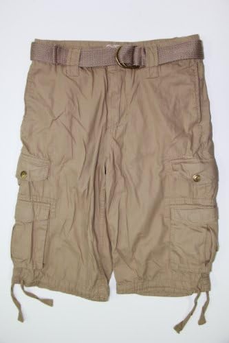 Khaki Messenger Double Cargo Shorts, Young Mens Fit, Dobby Light Weight Fabric- Size 32