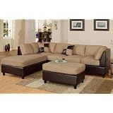3pcs Sectional Sofa Set with Ottoman in Hazelnut Finish by visiondecor Furniture