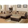 3pcs Sectional Sofa Set with Ottoman in Hazelnut Finish