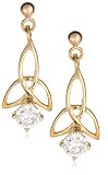Image of 9ct Yellow Gold AME107743 Ladies Cubic Zirconia Celtic Drop Earrings