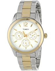 Timex Womens T2P067KW Ameritus Multi-Function White Dial, Two-Tone Stainless Steel Bracelet Watch