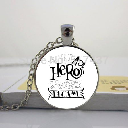 Pretty Lee 2015 New Glass Picture Necklace She Needed A Hero Glass Necklace Glitter Pendant Charm Necklace Pendant Glass Cabochon