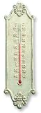Distressed White Fleur de Lis Cast Iron Thermometer