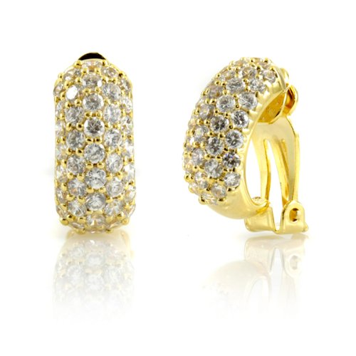 Kaila's Clip-On CZ Hoop Earrings - Gold